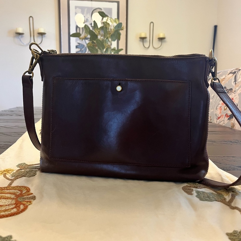 Madewell The Transport Shoulder Crossbody Tote Burgandy